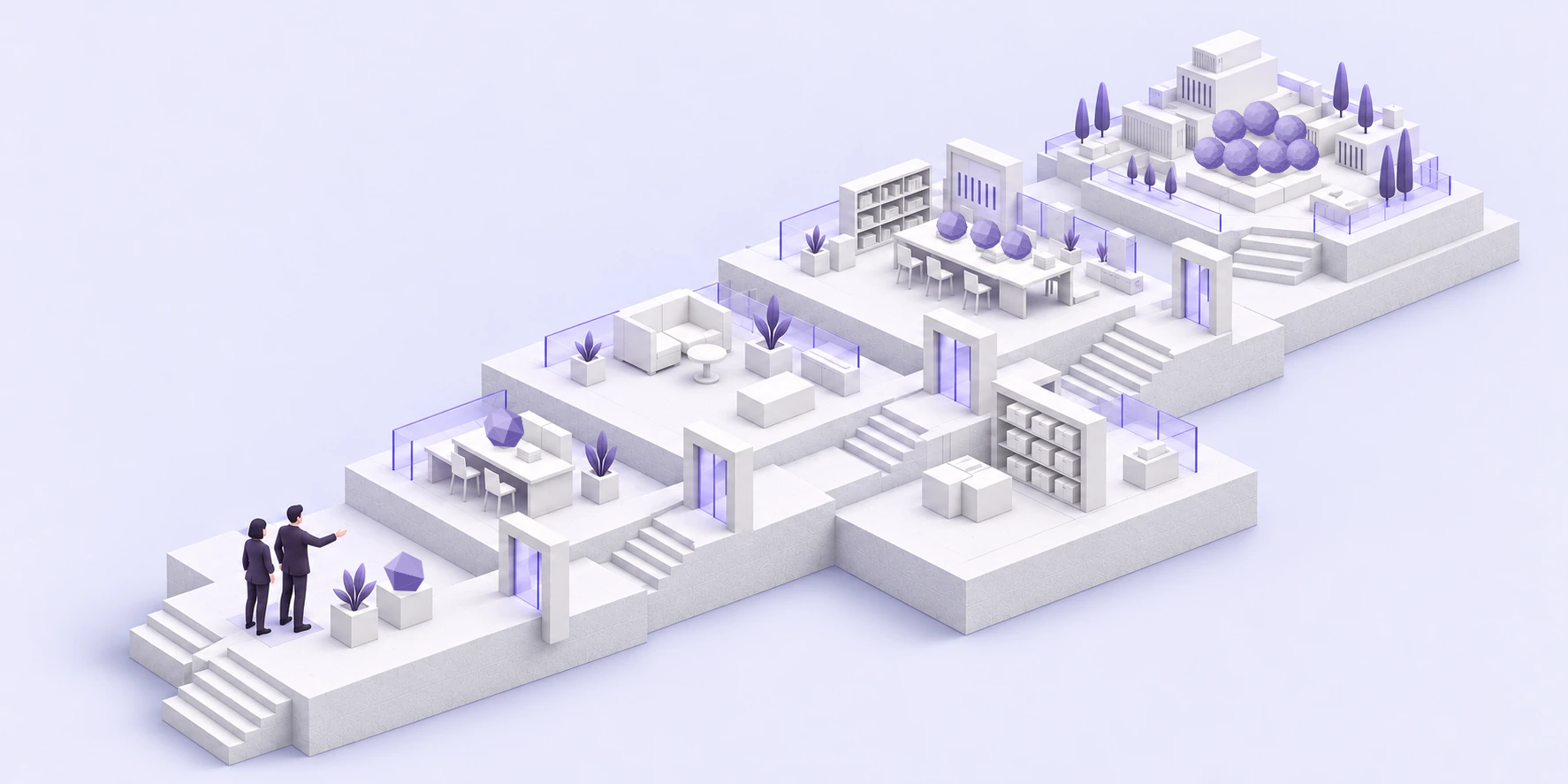Two people choose the next step on a shared map of their AI systems.